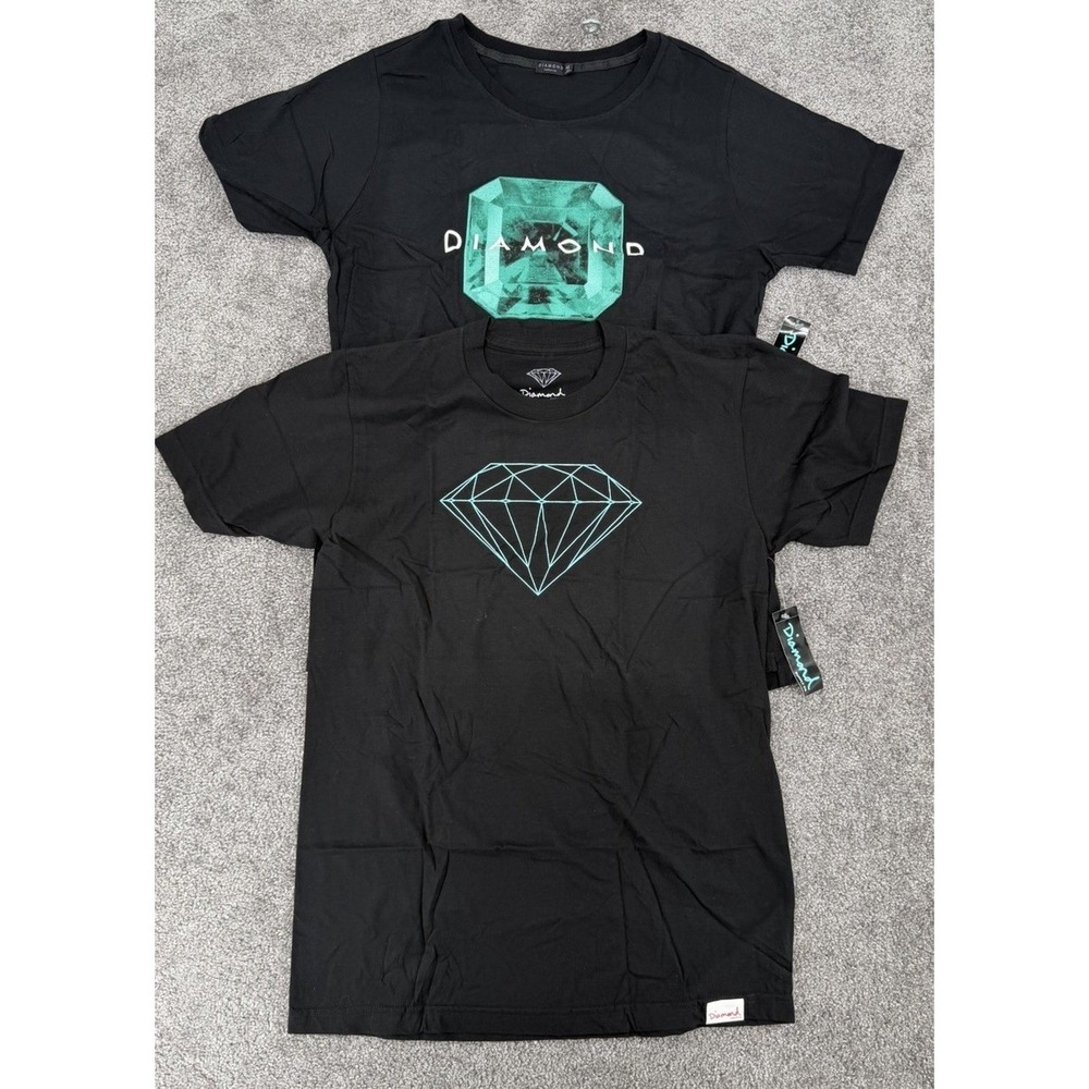 Diamond Supply Co. Lot of 2 Black Aqua‎ Diamond Graphic T-Shirts Medium NWT